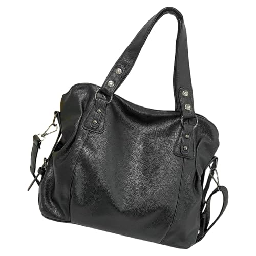 Modische Umhängetasche für den täglichen Gebrauch, verstellbarer Riemen, lässige Schultertaschen, PU-Leder, Umhängetasche mit Tragegriff oben, geräumige Einkaufstasche, Schwarz , One Size von Fazvncv
