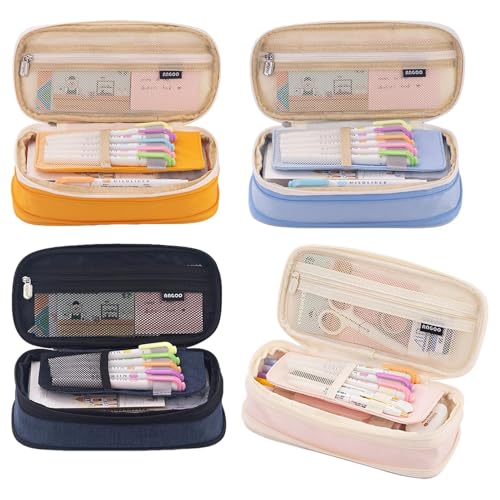 Bleistiftkoffer mit großer Kapazität - 9 Zoll entzückender Makkaron -Farbanpassungsbeutel für große Lagerung, Organisation mit mehreren Kompartiments mit Reißverschlussfunktion, Stiftenbeutel für Schu von Fbinys
