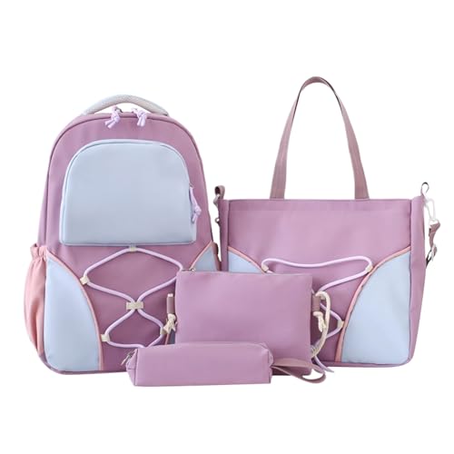 Fbinys School Bag, 4 Piece Messenger Set, Large Capacity Backpack Design, Includes Pencil Case and Travel Bag, Student Organization Gear for Teenagers, College, 16.93x11.81x5.51 inches von Fbinys