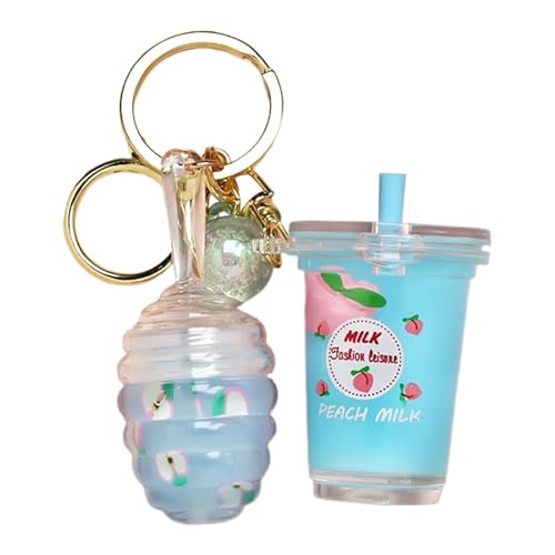 Make-up-Lippenglanz, Lippenfleck mit Milchtee-Design, pflegende feuchtigkeitsspendende Grundierung, niedlicher Schlüsselanhänger-Aufsatz, ideal für Mädchen, Alltag, Partys und Versammlungen, 6,6 x 2,8 von Fbinys