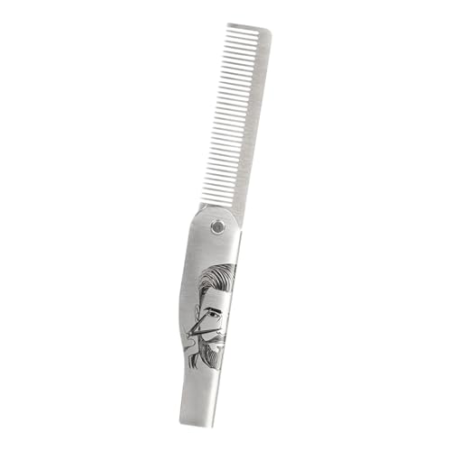 Mustache Combs, Foldable Stainless Steel Facial Hair Brush, Portable Grooming Tool, Compact Styling Comb for Home Use, Travel, Men, Adult Beard & Mustache Care, 3.54x0.87x0.24 inch von Fbinys