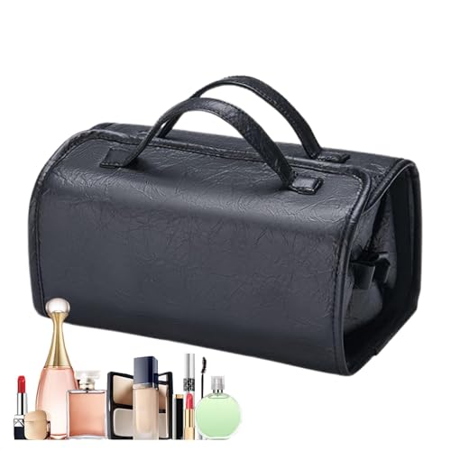 Reise-Make-up-Tasche, Make-up-Reise-Organizer, Kosmetik-Reisetasche, faltbarer Kulturbeutel, Reise-Kosmetiktasche, Make-up-Organizer für Reisen, tragbare Make-up-Tasche, Reise-Kulturbeutel, Schwarz , von Fbinys