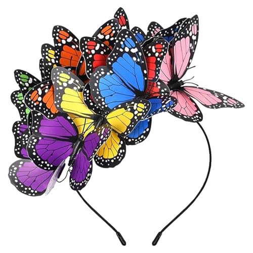 Schmetterlinge Stirnbänder Fascinator Frauen Kopfschmuck Schmetterlinge Haarreifen Hochzeit Braut Haarschmuck Mädchen Frauen Oma Stirnband Haarschmuck Festlich Kopfschmuck für Partys von Fbinys
