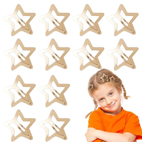 12er Pack Stern-Haarspangen Gold Haarschmuck Pentagramm-Haarspangen für Mädchen und Frauen von Fc'Noqgn