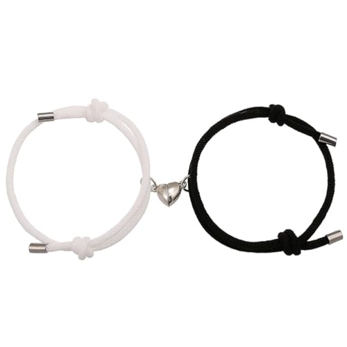 Fc'Noqgn 2er-Set magnetische Paar-Armbänder mit Herz-Charme, passende Paar-Armbänder, Geschenke für Freunde, Freundinnen, Ehemänner, Ehefrauen & Liebhaber von Fc'Noqgn