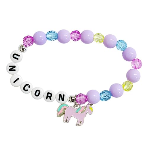 Fc'Noqgn Einhorn Kinderarmband, Candy Colour Bead Piercing Armband, Cartoon Armband, Animal Charm Armband von Fc'Noqgn