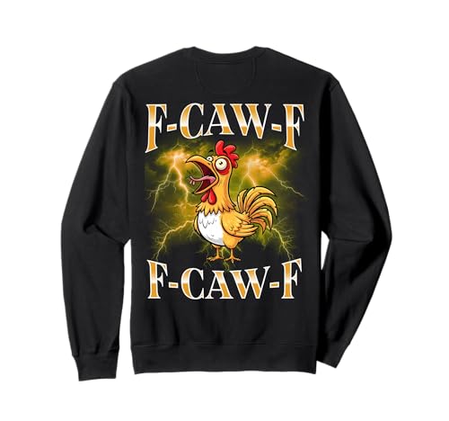 F-caw-f Black Chicken Lustige Cartoon Bootleg Erwachsene Sweatshirt von Fcawf Lustiger Sarkastischer Humor Für Erwachsene