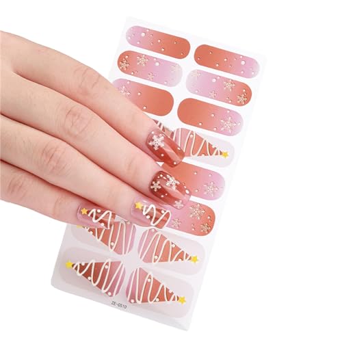 16 Streifen Weihnachten Wraps Voller Aufkleber Nagellack Streifen Art Selbstklebende Aufkleber Dekoration von Fcnjsao
