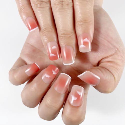 24 PCS Absolventen Drücken Auf Nägel Weiße Französisch Tipps Falsche Nägel Wolken Vollbezüge Kleben Auf Nägeln Für Frau Und Mädchen 24 PCS Absolventen Drücken Auf Nägel Weiße Französisch Tipps Falsche Nägel Wolken Vollbezüge Kleben Auf Nägeln Für Frau Und Mädchen von Fcnjsao