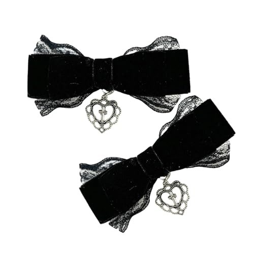 2pcs Spitze Bowknot Haare Clip Side Clip Barrettes Pferdeschwanzhalterinnen Frauen Hair Bows Maskeraden Party Kopfbedeckungen von Fcnjsao