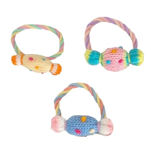 3pcs Farbenfrohe Süßigkeiten Haarbindungen Handgewebte Garnhaarseil Weiche Haarband Für Frauen Und Mädchen von Fcnjsao