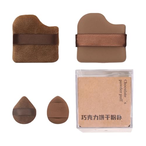 4/6x Schokolade Keks Puderquaste Mit Fingerhalter Riemen Fingerspitze Make Up Schwamm Pad Für Creme Concealer Lidschatten von Fcnjsao