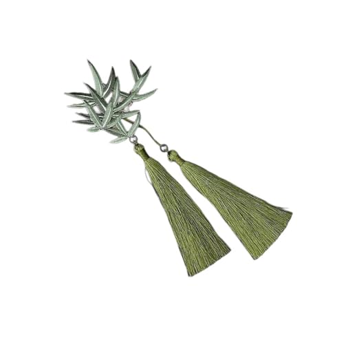 Antike, elegante, traditionelle Seitenklammer, Haarspange, Bambusblatt-Quasten, Bambusblatt, dekorative Blatt-Haarspange für Damen, Grün von Fcnjsao