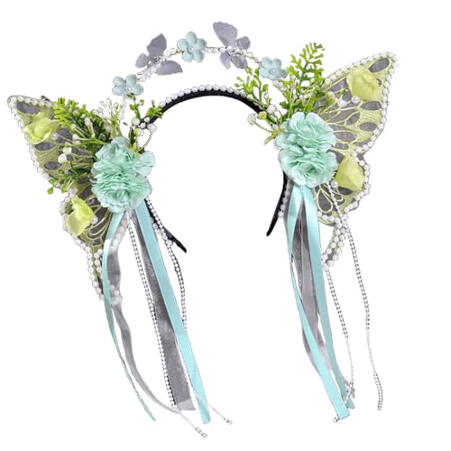 Butterfly Designs Schiere Stirnband Mit Blumen Und Quasten Für Romantiker Anlass Rollenspiele Accessoires Haarhoop von Fcnjsao