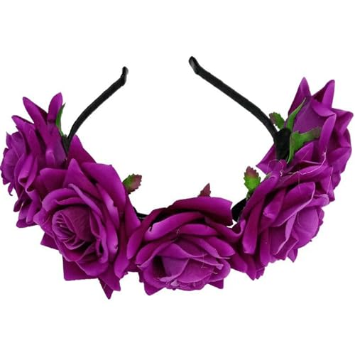 Elegante Rose Cluster Kopfschmuck Abschlussball Geburtstag Haarbänder Kopfbedeckung 3D Blume Dame Haar Kopfschmuck Zubehör Rose Stirnbänder von Fcnjsao
