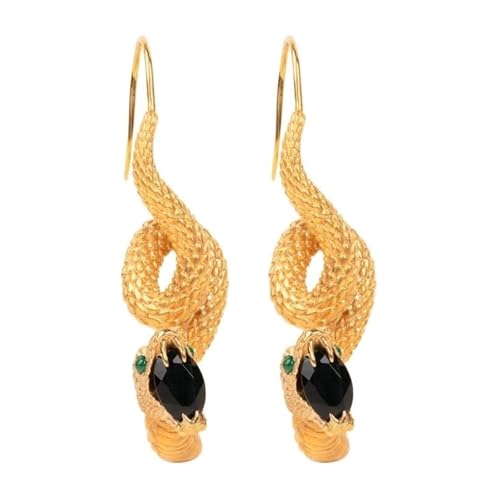 Elegante schwarze Obsidian-Schlangen-Ohrringe, Schlangen-Accessoire für modische Frauen, Unisex-Ohr-Accessoires, Party-Schmuck von Fcnjsao