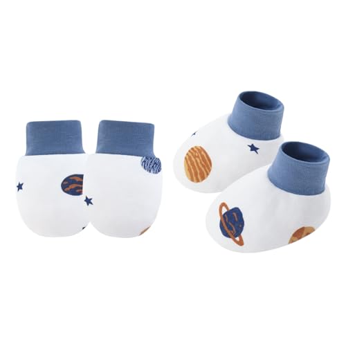 Fcnjsao 1 Set Weiche Und Komfortable Baumwollbaby Fäustlinge Mit Socken Für Neugeborene Atmungsaktive Kratzer Handschuhe 0-6 Monate Bequeme Verschleiß von Fcnjsao
