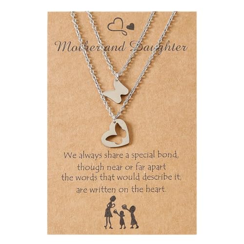 Fcnjsao 2 x Mutter-Tochter-Halsketten-Set für Mutter, Tochter, bedeutungsvolle Muttertags-, Weihnachts-, Geburtstagsgeschenke für Mutter und Tochter von Fcnjsao