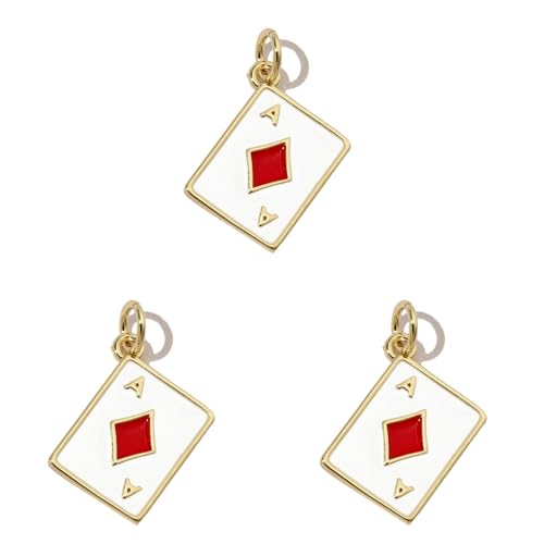 Fcnjsao 3 Stück 18 Karat vergoldete Charm-Anhänger in Herz-/Hufeisen-/Würfelkarte mit Zirkonia, für Halskette und Ohrringe von Fcnjsao