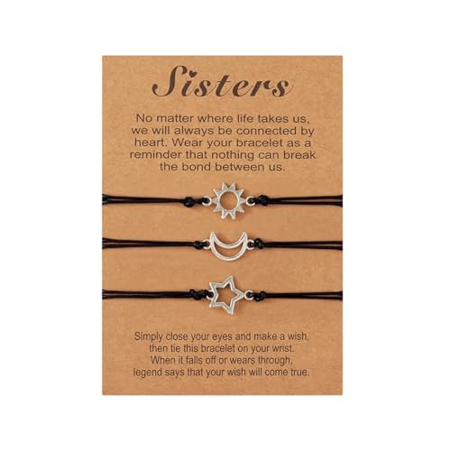 Fcnjsao 3pcs Mode Sun Moon Star Gewebtes Armband Handgefertigte Kabelbeziehung Armbänder Verstellbare Freundschaft Schwester Armbänder Fcnjsao 3pcs Mode Sun Moon Star Gewebtes Armband Handgefertigte Kabelbeziehung Armbänder Verstellbare Freundschaft Schwester Armbänder von Fcnjsao