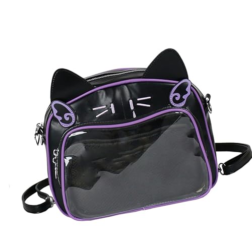 Fcnjsao Anime Cats Crossbody Umhängetasche Mit Verstellbarem Riemen Klarer Vorderer Stift Display Itabag Rucksack Für Frauen Und Teenager Mädchen Katzen Rucksack von Fcnjsao