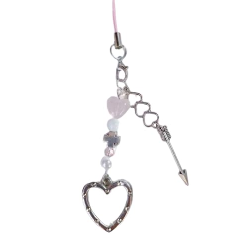 Fcnjsao Bowknot Keychain Goth Schädel Perlen Telefon Lanyard Gurt Herz Charme Anhänger Telefonkette Antilost Keyring Für Frauen Mädchen von Fcnjsao