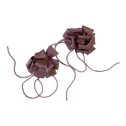 Fcnjsao Damen-Halskette, Blumen-Halsketten/Blumenohrringe, Anhänger, Choker/Ohrringe, Stoffblumenschmuck für Damen, Mädchen, Kinder, Stoff von Fcnjsao
