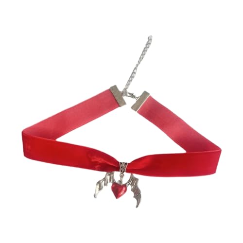 Fcnjsao Damen-Halskette, Gothic, Teufelsflügel und Herzanhänger, Choker-Halskette, Vintage, schwarz/leuchtende Halsketten, einzigartiger Halsschmuck für Frauen, Legierung und Flanell Fcnjsao Damen-Halskette, Gothic, Teufelsflügel und Herzanhänger, Choker-Halskette, Vintage, schwarz/leuchtende Halsketten, einzigartiger Halsschmuck für Frauen, Legierung und Flanell von Fcnjsao