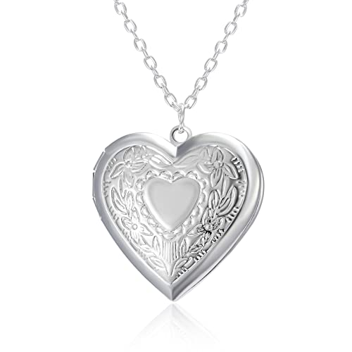 Fcnjsao Damen-Halskette, Herz-Box, Anhänger, Halskette, Vintage, Modeschmuck, Medaillon, Halskette für Damen, Herren, Kinder, Weihnachten, Metall von Fcnjsao