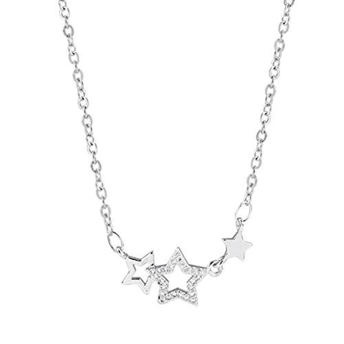 Fcnjsao Damen-Halskette, Metall, silberfarben, mehrere Sterne, Zirkonia, Anhänger für Frauen, Kette, Choker-Halskette, trendiger Modeschmuck von Fcnjsao