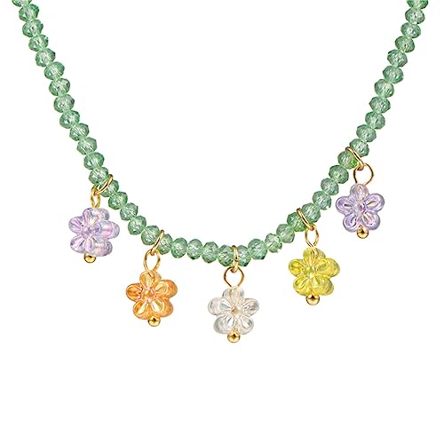 Fcnjsao Damen-Halskette, Schmuck, coole bunte Perlen, modische Blumen-Charm-Choker-Halskette für Frauen, Punk-Accessoire, Harz von Fcnjsao