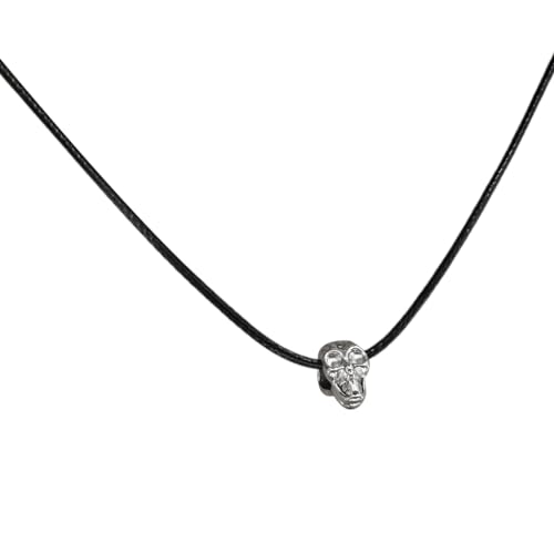 Fcnjsao Damen-Halskette, einzigartige, hohle Totenkopf-Halskette für Männer und Frauen, Skelettkopf-Anhänger, Schlüsselbeinkette, verstellbare Kette, Schmuck, Metall von Fcnjsao