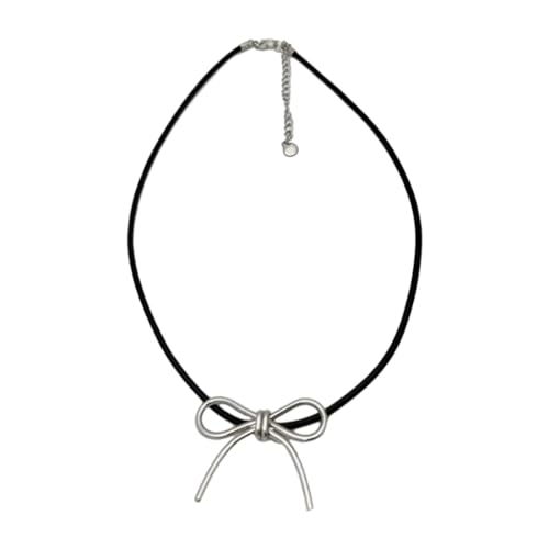 Fcnjsao Damen-Halskette, zarter Schleifen-Anhänger, Halskette für Damen, Pullover, Choker, Temperament, Schlüsselbeinkette, handgefertigter Schmuck, Metall von Fcnjsao
