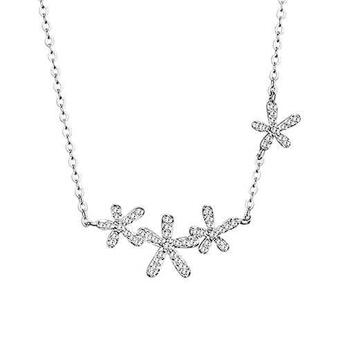 Fcnjsao Damen Halskette Europäische Diamanten Stern Studded Blume Anhänger All-Match Schlüsselbein Kette Verstellbare Kette Cold Neck Chain von Fcnjsao
