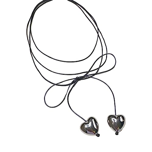 Fcnjsao Damen Halskette Fashion Trend Loves Anhänger Schlüsselbein Kette Temperament Einfache Kaltzeichnung Einstellbare Wachs Seil Halskette, CCB von Fcnjsao