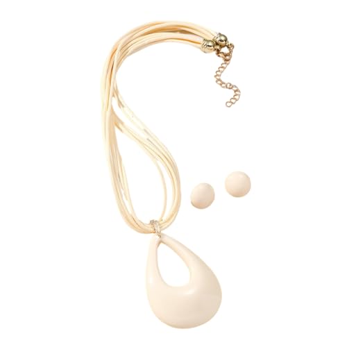 Fcnjsao Damen Halskette Mode Liebe Runde Ohrringe Schlüsselbein Kette Temperament Einfach Kalt Verstellbar Wachs Seil Halskette, Round Hollow Type A, Acryl von Fcnjsao
