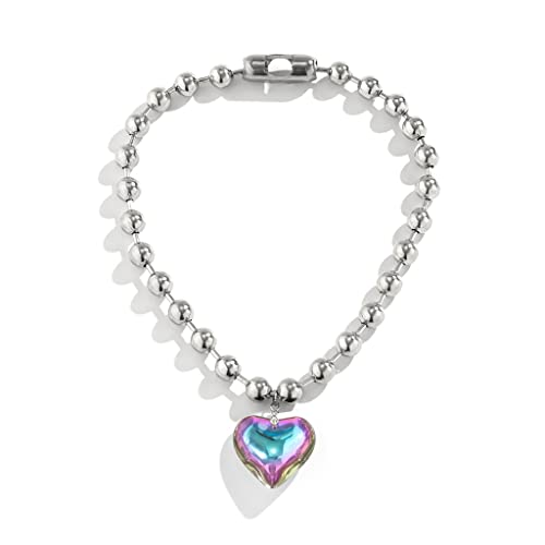 Fcnjsao Damen Halskette Mode Trend Leicht Luxus Herz Schlüsselbein Kette Temperament Einfache Kaltkristall Liebesform Halskette, Metall von Fcnjsao