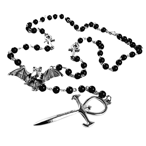 Fcnjsao Damen Halskette Punk für Vampir Rosenkranz Damen Halskette Schwarz Perlenketten Damen Kette Chocker Halloween Daily Wear von Fcnjsao