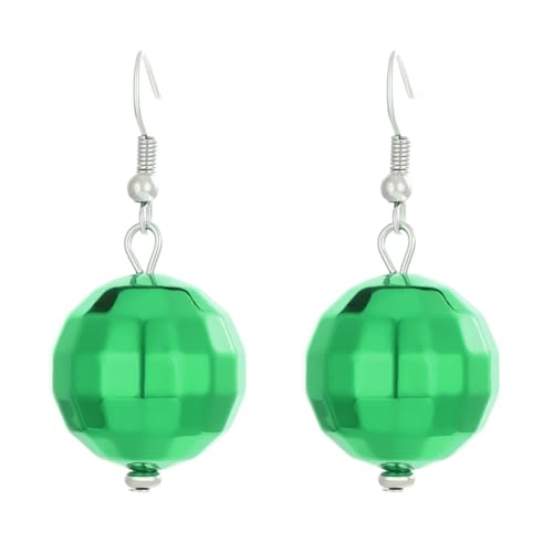 Fcnjsao Damen Halskette Vintage Spiegelkugel Ohrringe Damen Halskette Leuchtende Halsketten Set für Party Ohr Anhänger Set, Kunststoff und Legierung von Fcnjsao