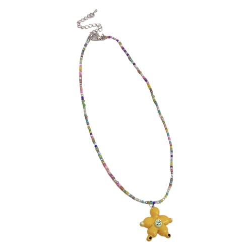 Fcnjsao Damen-Halskette mit Blumen-Perlen, modischer Anhänger, exquisite Kette, trendiger Halsschmuck für Damen und Mädchen, Reisperlen + Acryl von Fcnjsao