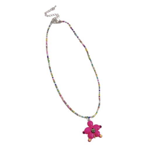Fcnjsao Damen-Halskette mit Blumen-Perlen, modischer Anhänger, exquisite Kette, trendiger Halsschmuck für Damen und Mädchen, Reisperlen + Acryl von Fcnjsao