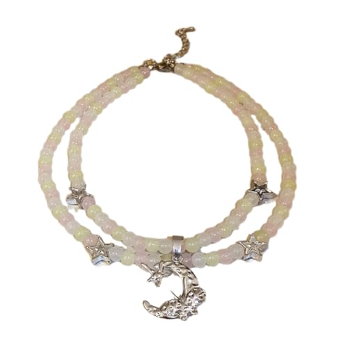 Fcnjsao Damen-Halskette mit Mondperlen, modischer cooler Halsschmuck, Mond-Anhänger, Choker, Legierung, für Mädchen, Teenager Fcnjsao Damen-Halskette mit Mondperlen, modischer cooler Halsschmuck, Mond-Anhänger, Choker, Legierung, für Mädchen, Teenager von Fcnjsao