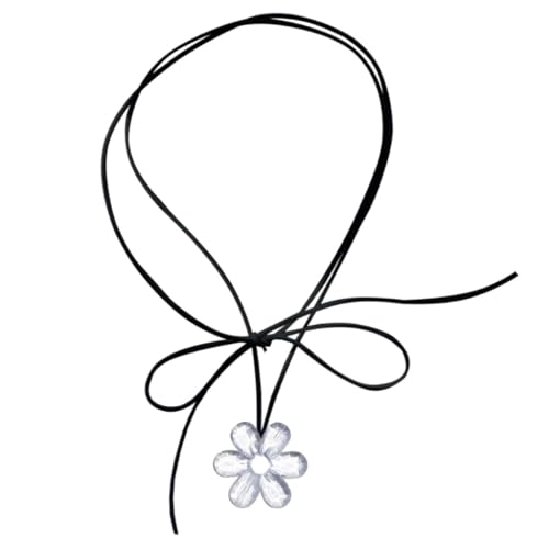 Fcnjsao Damen-Halskette mit hohlen Blumen, Herz-Halskette, weibliches Temperament, langes Seil, Schlüsselbeinkette, Studenten, verstellbare Kette, Schmuck, suede rope, Acryl von Fcnjsao