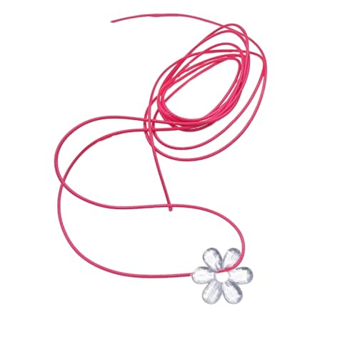 Fcnjsao Damen-Halskette mit hohlen Blumen, Herz-Halskette, weibliches Temperament, langes Seil, Schlüsselbeinkette, Studenten, verstellbare Kette, Schmuck, wax leather rope, Acryl von Fcnjsao