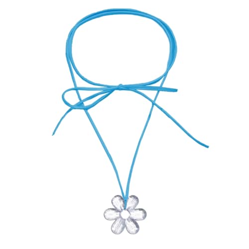 Fcnjsao Damen-Halskette mit hohlen Blumen, Herz-Halskette, weibliches Temperament, langes Seil, Schlüsselbeinkette, Studenten, verstellbare Kette, Schmuck, wax leather rope, Acryl von Fcnjsao