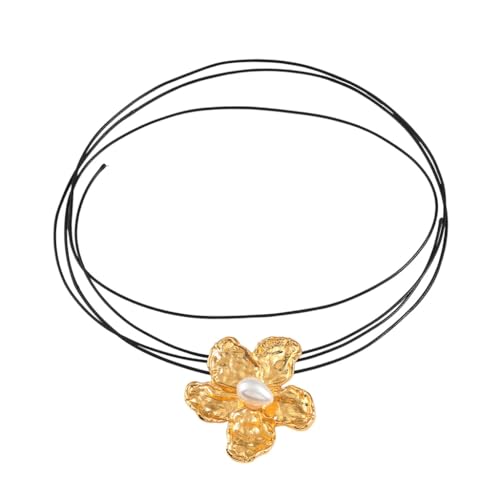 Fcnjsao Damen-Halskette mit unregelmäßigem Blumenanhänger, übertriebene Schnür-Halskette, Choker-Schmuck, Schlüsselbein-Kette, Halsband-Halskette, Legierung + Seil Fcnjsao Damen-Halskette mit unregelmäßigem Blumenanhänger, übertriebene Schnür-Halskette, Choker-Schmuck, Schlüsselbein-Kette, Halsband-Halskette, Legierung + Seil von Fcnjsao