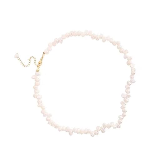 Fcnjsao Elegante, unregelmäßige natürliche Süßwasserperlen-Halskette für Damen, modischer Perlenschmuck, trendiges Accessoire von Fcnjsao