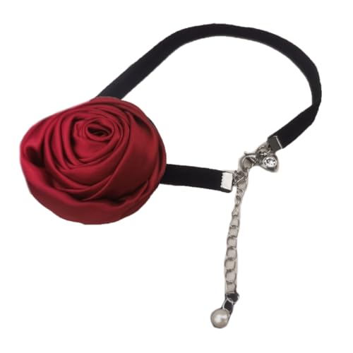 Fcnjsao Elegante Blume Choker Halskette Gothic Seil Choker Stoff Halsband Halskette Geeignet für Hochzeit Party Geburtstag Weihnachten, Edelstahl-Zubehör von Fcnjsao