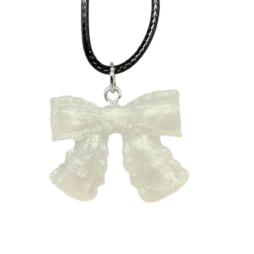 Fcnjsao Elegante Damen-Halskette, Schleife, Kristall, Schleife, Schlüsselbeinkette, zierliche Choker-Halskette, Schmuck für Frauen, Mädchen, Teenager, Harz von Fcnjsao