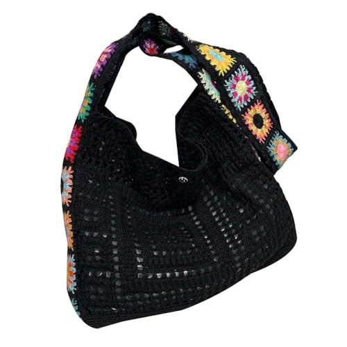 Fcnjsao Frauen Häkeln Strandbeutel Hohle Schulterblumen Crossbody Handtasche Stricke Alltag Frauen Schulter Gestrickt Häkelstrand Blumen Messenger von Fcnjsao